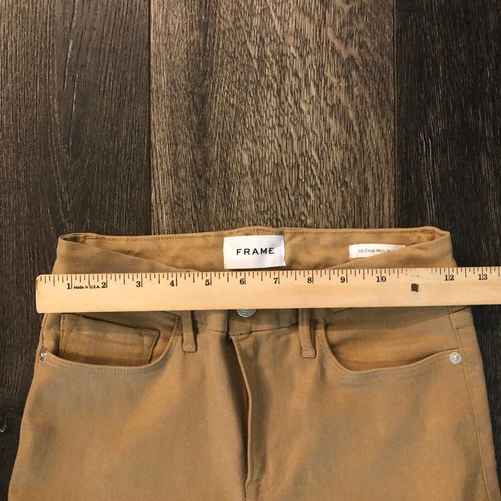 FRAME Le Crop Mini Boot Jeans Light Camel Coated Brown Size 26 Stretch